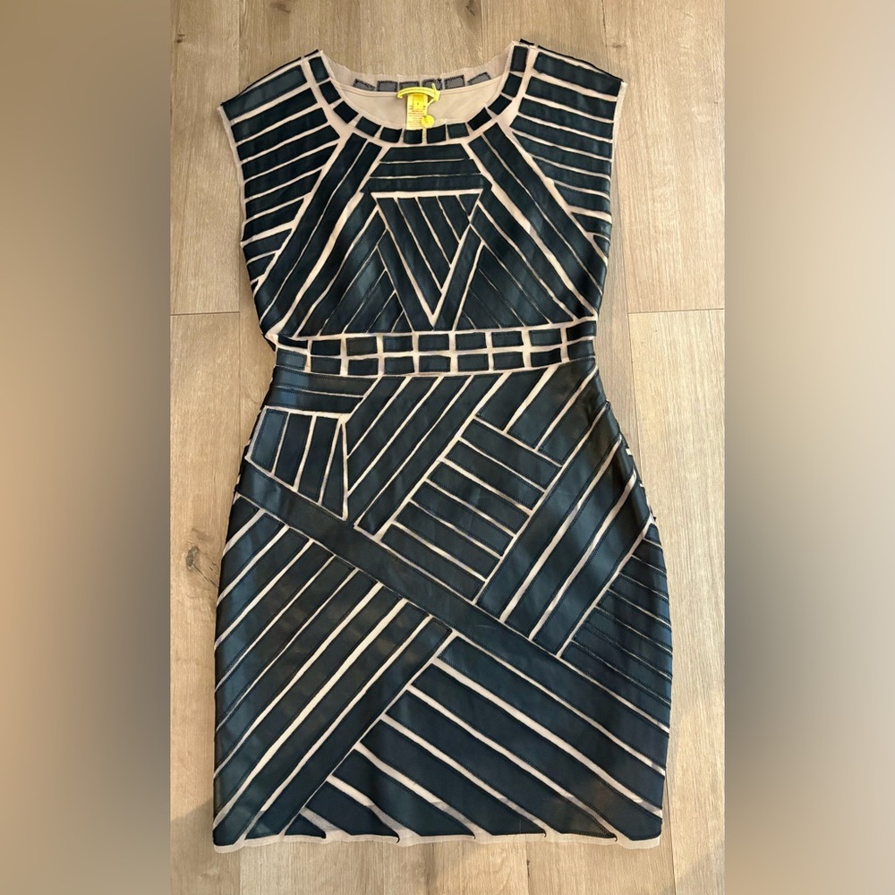 NWT Women’s Catherine Malandrino Black Faux Leather Avalon Dress - Size 8